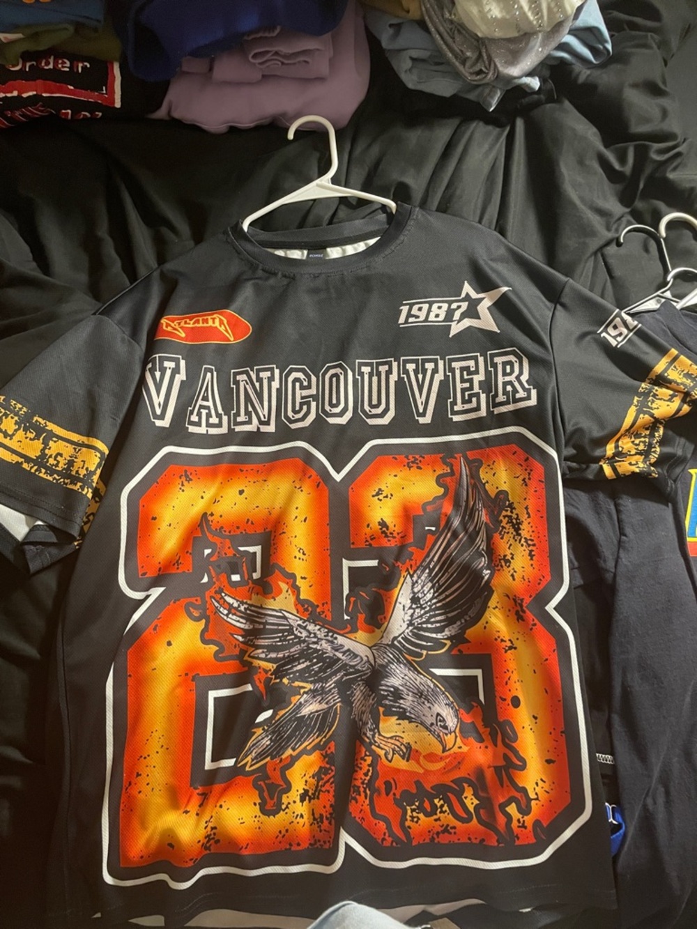 ROMWE Black Graphic 'Vancouver 23' Eagle Print Shirt